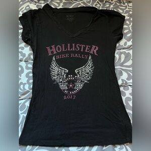 Black V-Neck Tee with Wing Design